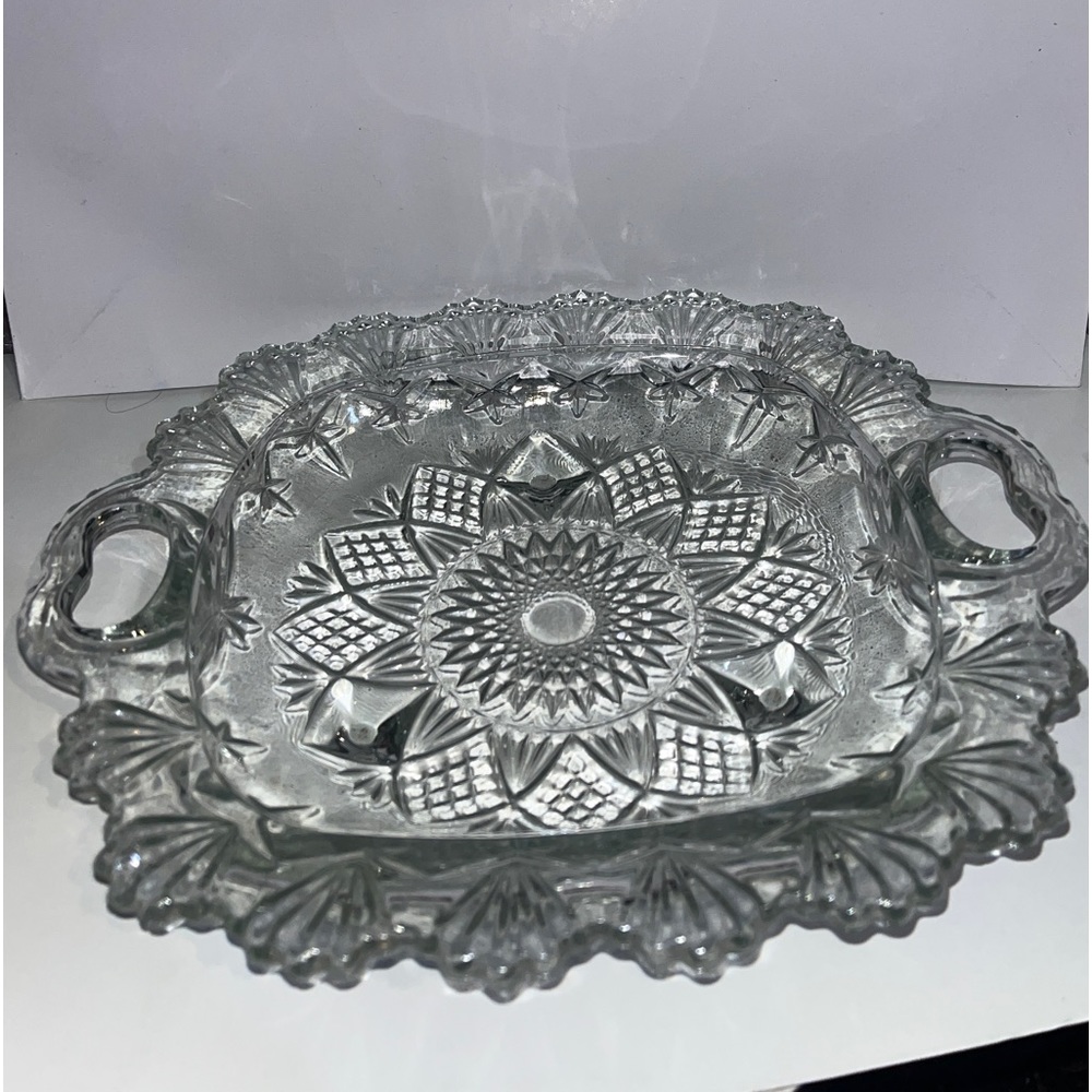 Vintage Alco Industries Crystal Rectangular Serving Tray
